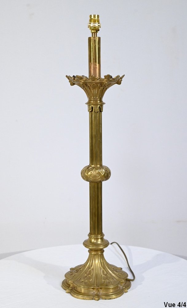 Gilt Bronze Candleholder Table Light, Late 19th Century