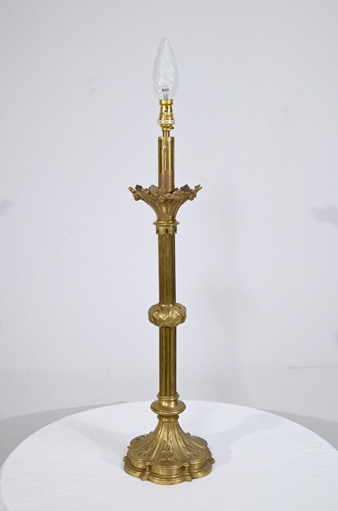 Gilt Bronze Candleholder Table Light, Late 19th Century