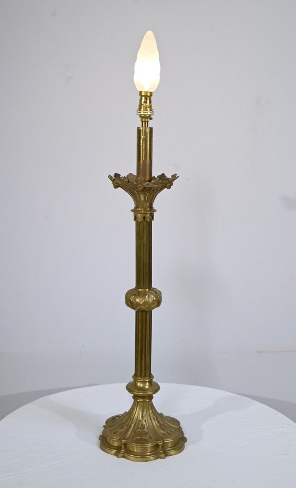 Gilt Bronze Candleholder Table Light, Late 19th Century