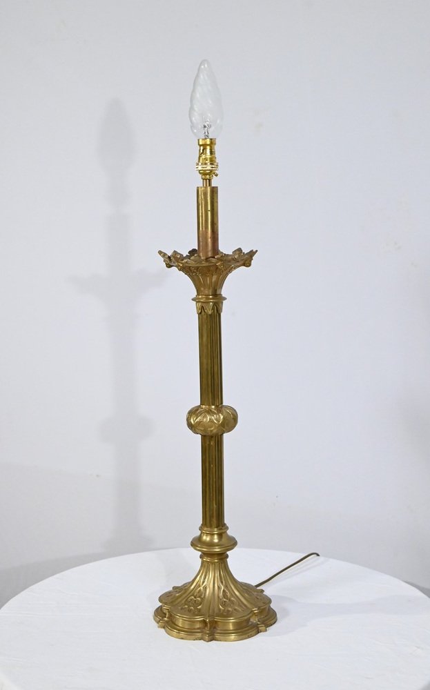 Gilt Bronze Candleholder Table Light, Late 19th Century