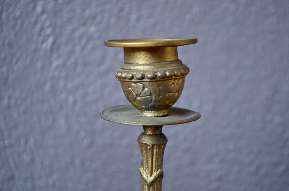 Gilt Bronze Candleholders with Snail Motif, Set of 2