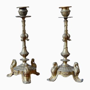 Gilt Bronze Candleholders with Snail Motif, Set of 2-AIU-1721927