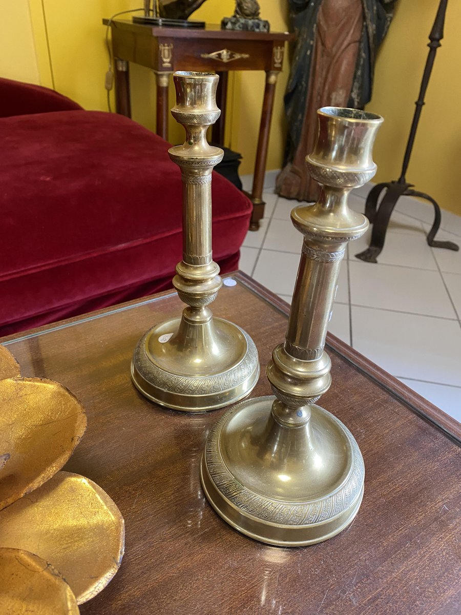 Gilt Bronze Candlesticks, Set of 2