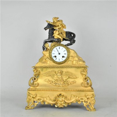 Gilt Bronze Clock Depicting Napoleon Crossing the Alps, 19th Century-SYQ-1009970