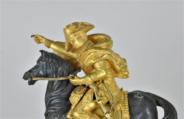 Gilt Bronze Clock Depicting Napoleon Crossing the Alps, 19th Century-SYQ-1009970