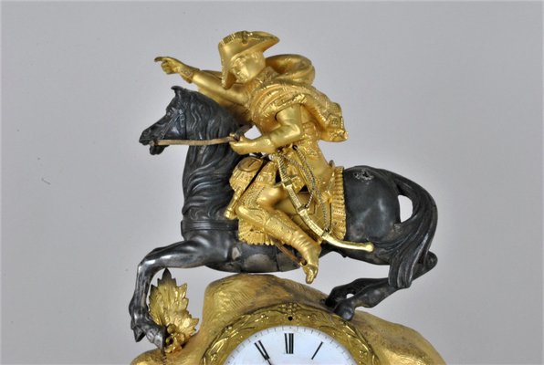 Gilt Bronze Clock Depicting Napoleon Crossing the Alps, 19th Century-SYQ-1009970