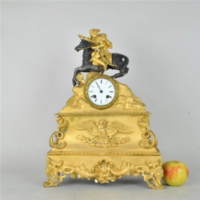 Gilt Bronze Clock Depicting Napoleon Crossing the Alps, 19th Century-SYQ-1009970