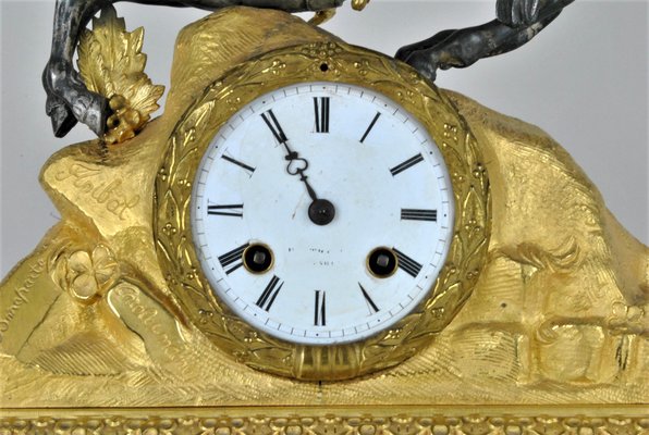 Gilt Bronze Clock Depicting Napoleon Crossing the Alps, 19th Century-SYQ-1009970