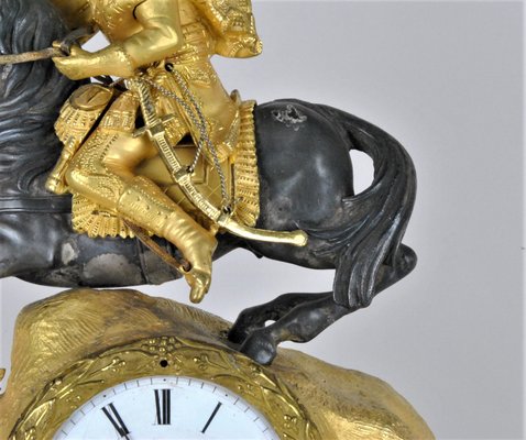 Gilt Bronze Clock Depicting Napoleon Crossing the Alps, 19th Century-SYQ-1009970