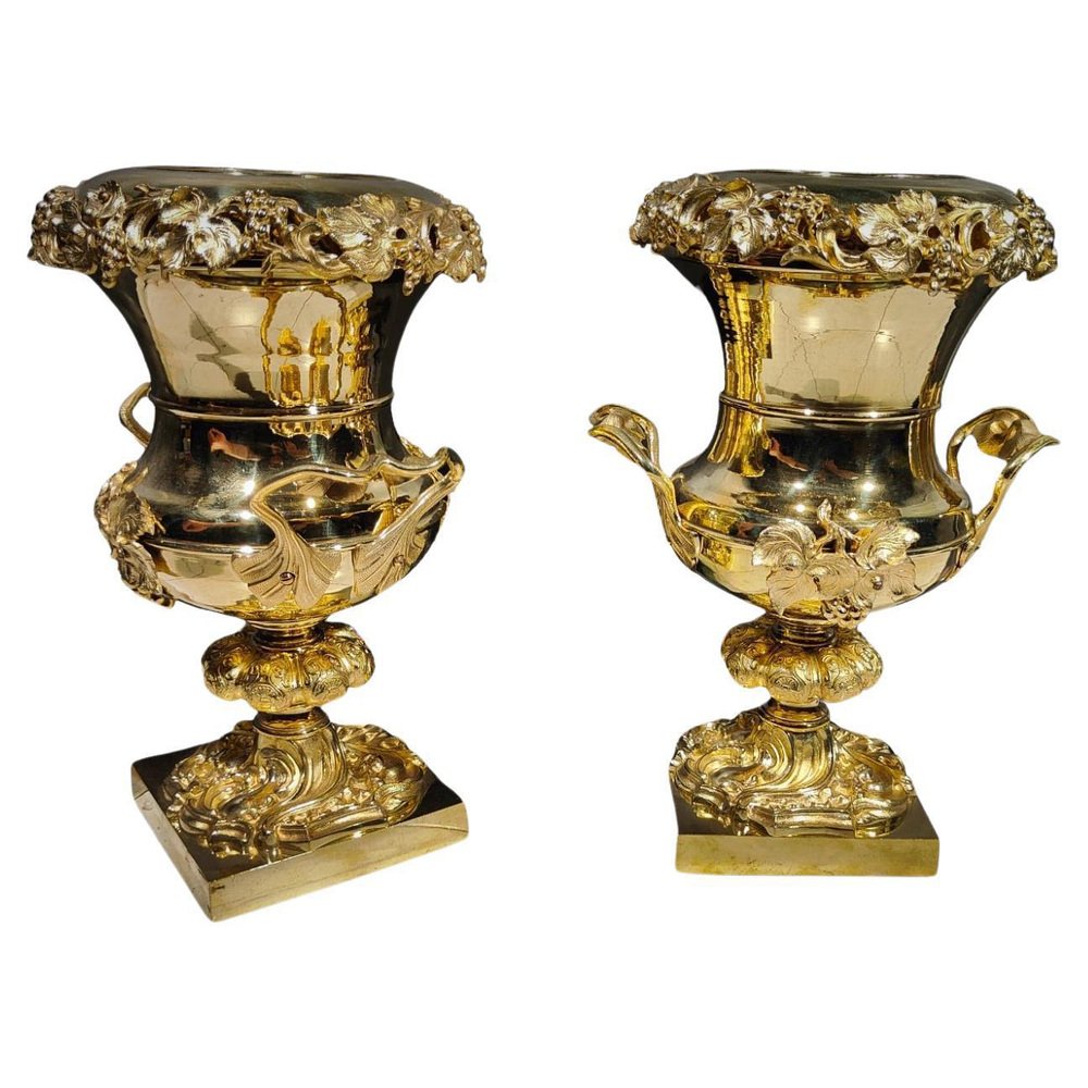 Gilt Bronze Cups, 19th Century, Set of 2