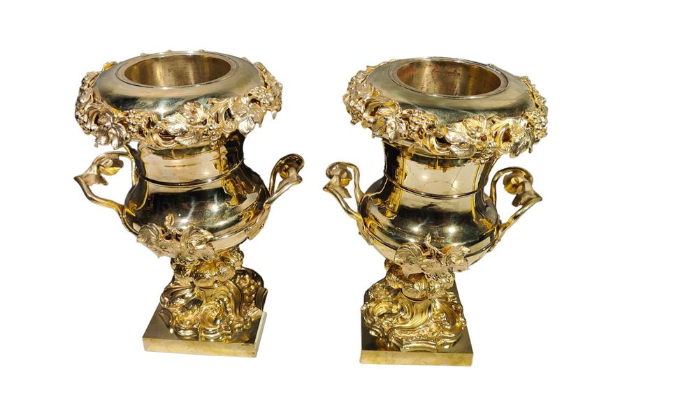 Gilt Bronze Cups, 19th Century, Set of 2