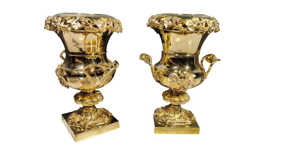 Gilt Bronze Cups, 19th Century, Set of 2