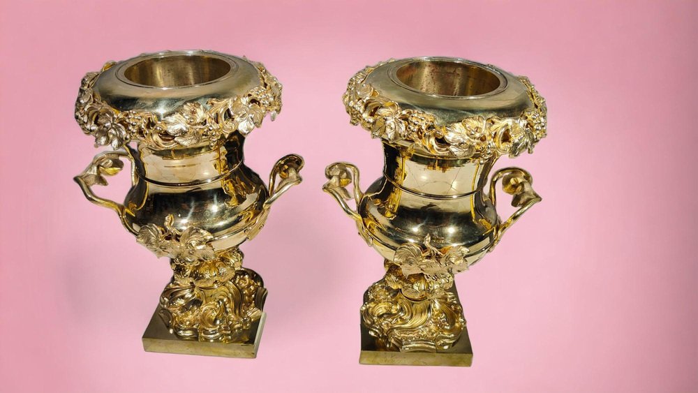 Gilt Bronze Cups, 19th Century, Set of 2