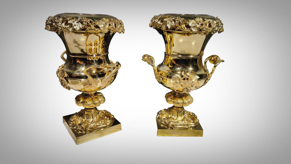 Gilt Bronze Cups, 19th Century, Set of 2