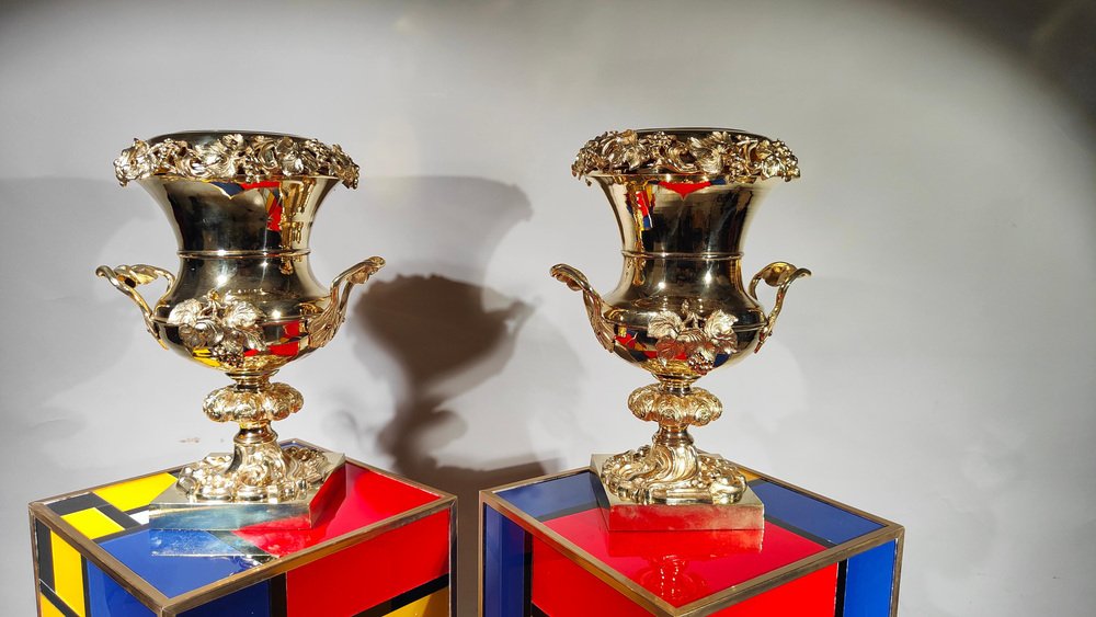 Gilt Bronze Cups, 19th Century, Set of 2