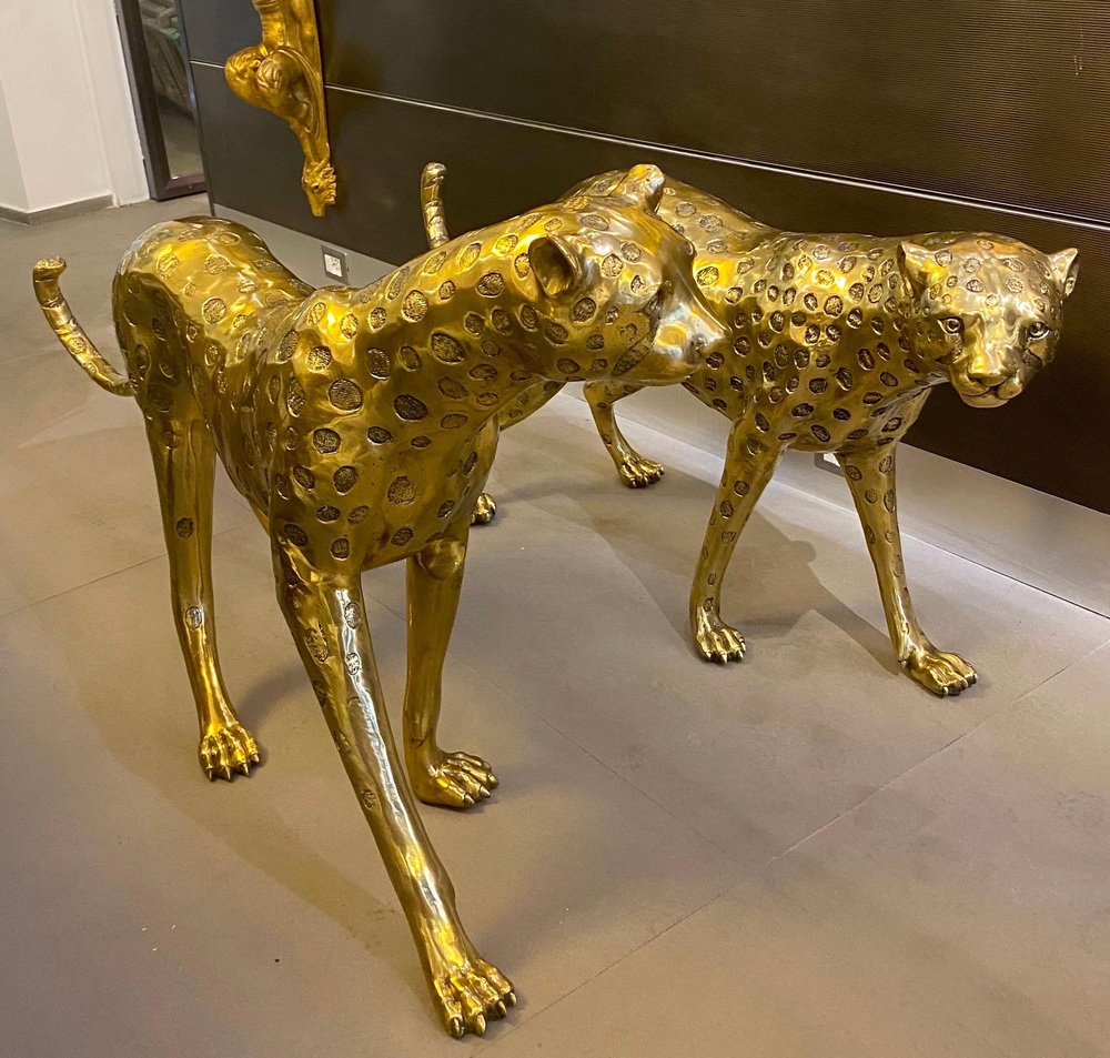 Gilt Bronze Leopards Sculptures, 2010