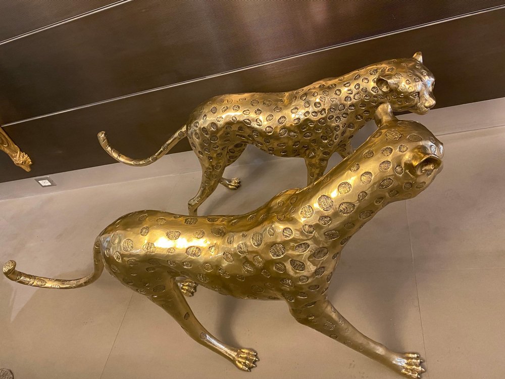 Gilt Bronze Leopards Sculptures, 2010