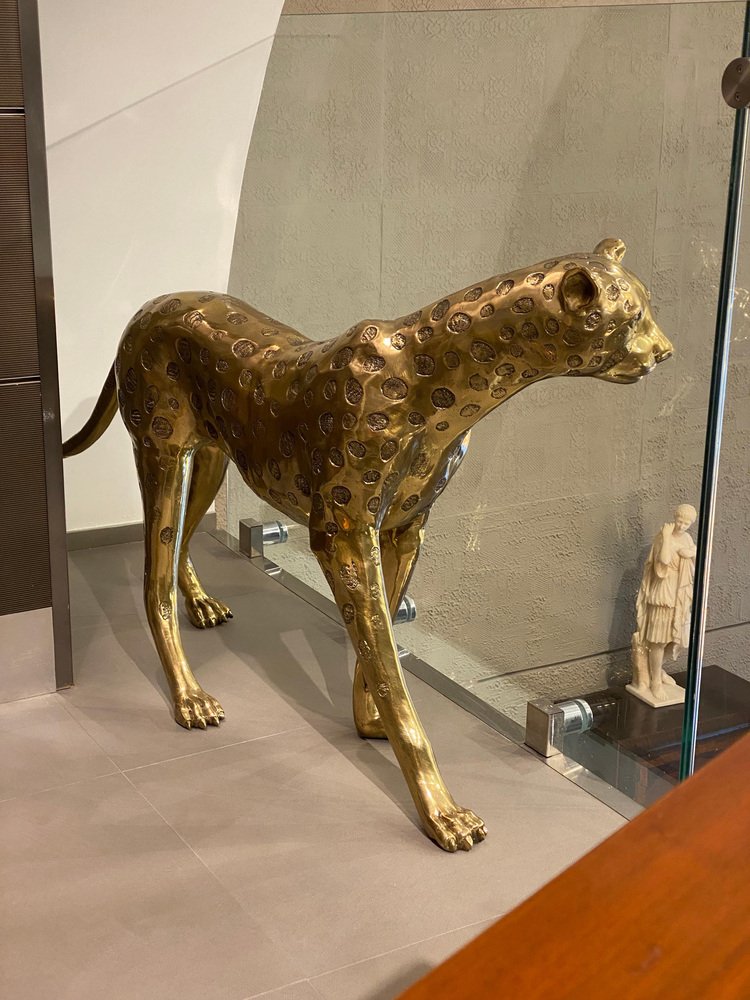 Gilt Bronze Leopards Sculptures, 2010