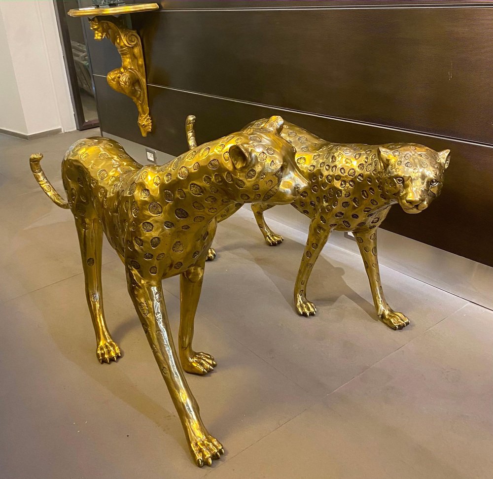 Gilt Bronze Leopards Sculptures, 2010