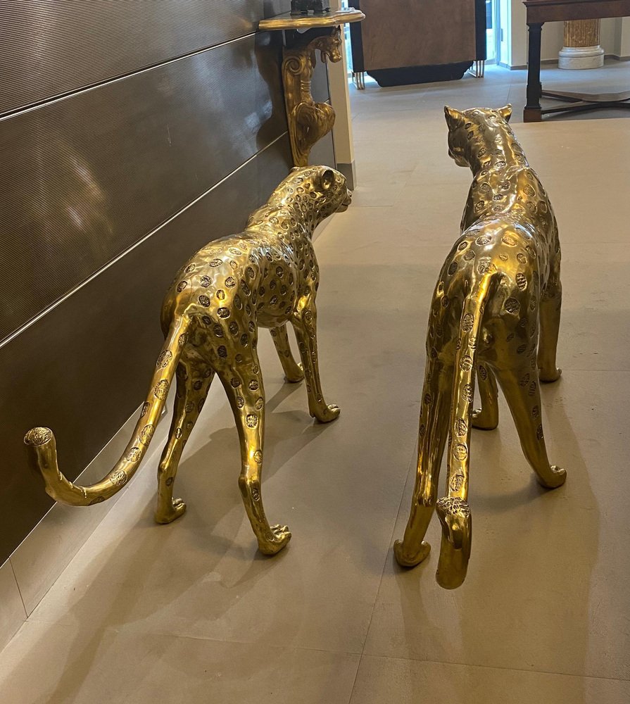 Gilt Bronze Leopards Sculptures, 2010