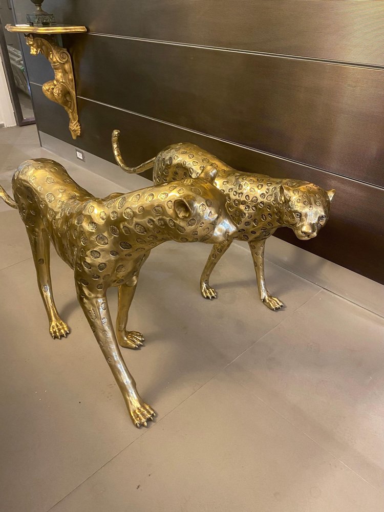 Gilt Bronze Leopards Sculptures, 2010