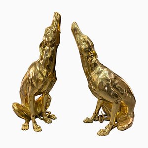 Gilt Bronze Sculptures of Dogs, Set of 2-MBH-1032694