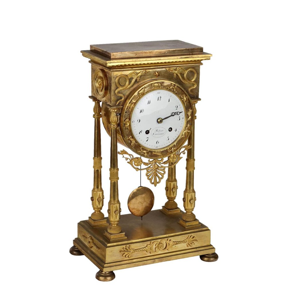 Gilt Bronze Table Clock by Robert & Courvoisier