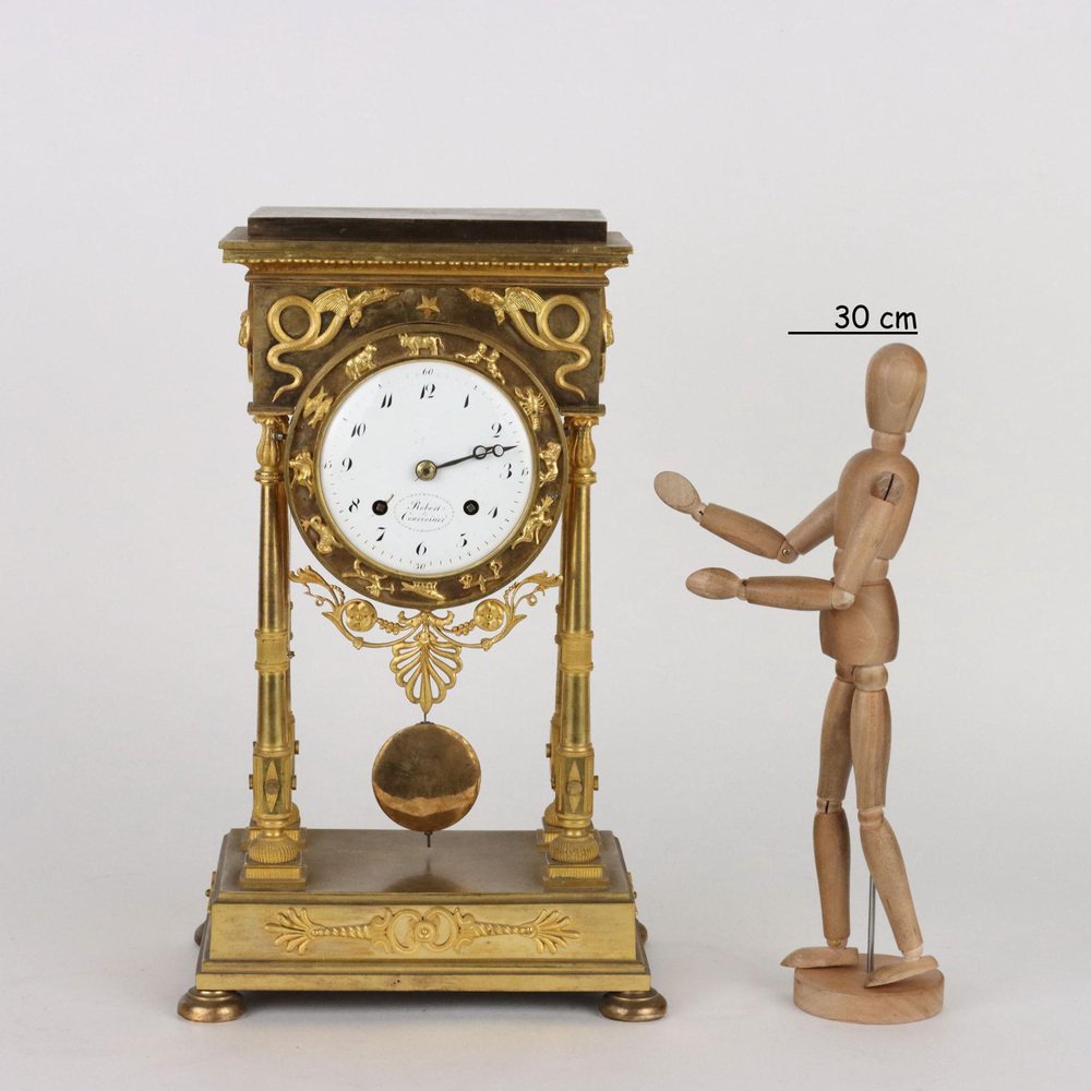 Gilt Bronze Table Clock by Robert & Courvoisier