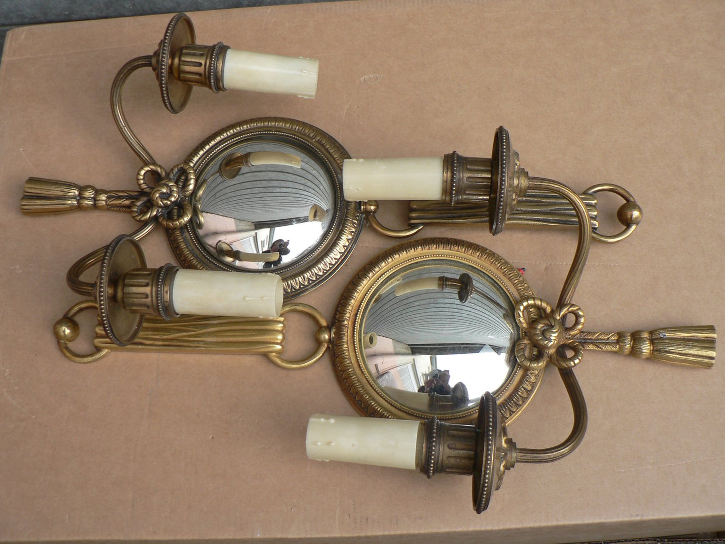 Gilt Bronze Wall Sconces by Henry Petitot for Atelier Petitot, 1950s, Set of 2