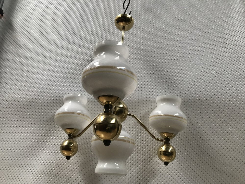 Gilt Chrome and Glass Chandelier, 1970s