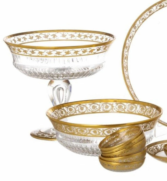 Gilt Crystal Pieces from Saint-Louis, 20th Century, Set of 14