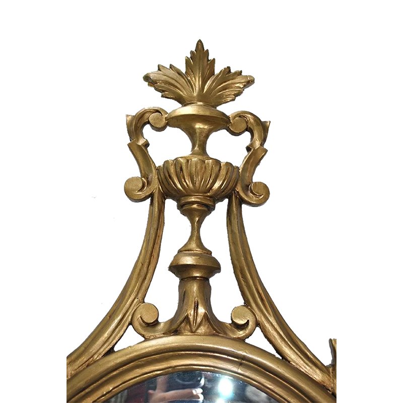 Gilt Gold Carved Empire Mirror with Fleur De Li Crest