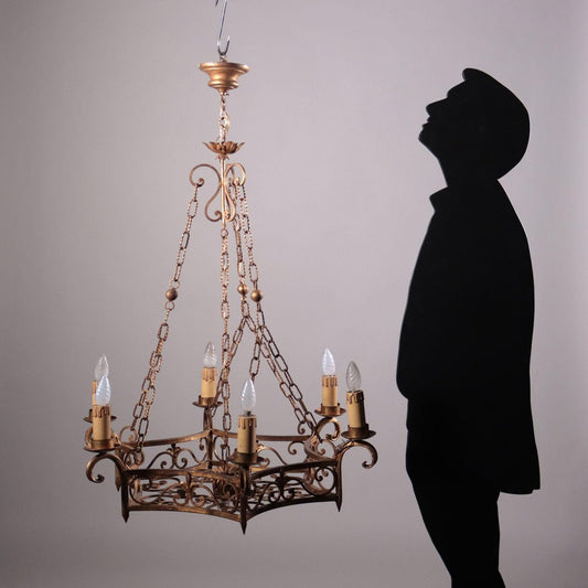 Gilt Iron Chandelier, 20th Century