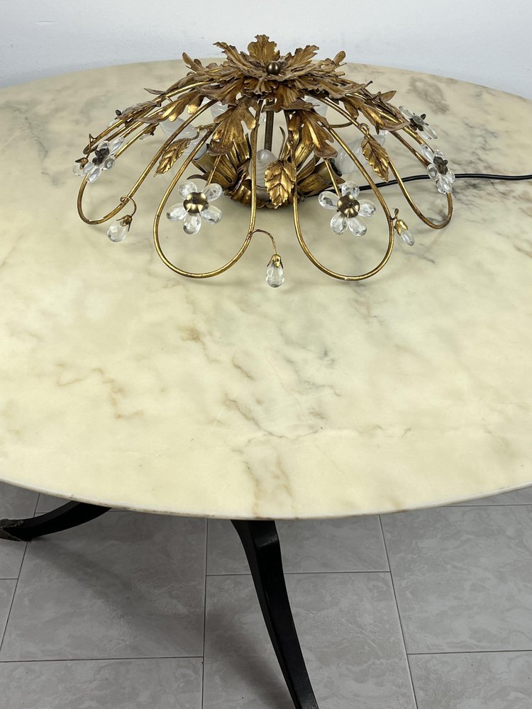 Gilt Iron & Glass Ceiling Light from Banci, Italy, 1980s