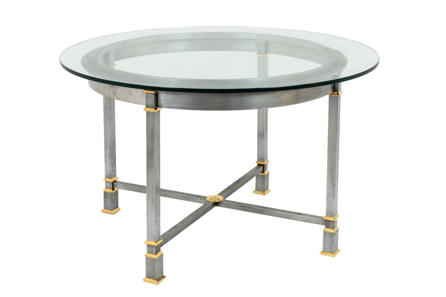 Gilt Metal and Glass Dining Table, 1970s-CEJ-551153