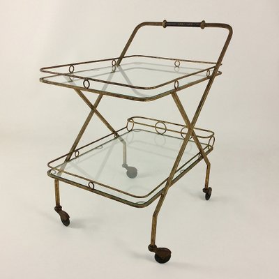 Gilt Metal Bar Cart, Italy, 1960s-EW-1047629