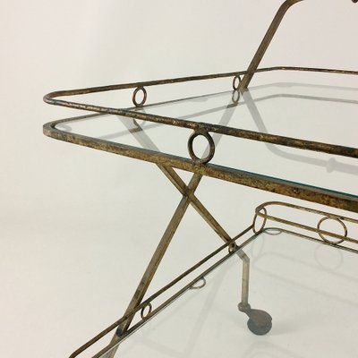 Gilt Metal Bar Cart, Italy, 1960s-EW-1047629