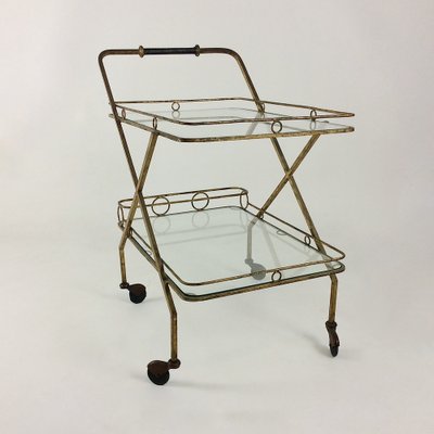 Gilt Metal Bar Cart, Italy, 1960s-EW-1047629