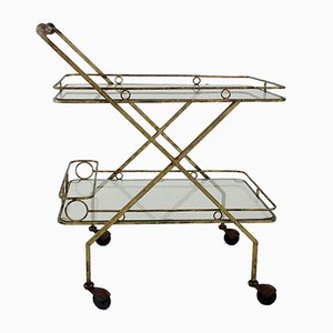 Gilt Metal Bar Cart, Italy, 1960s-EW-1047629