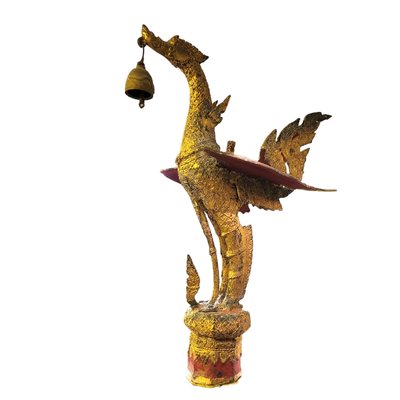 Gilt Metal Dragon Sculptures with Bells, Set of 2-TCS-1737366