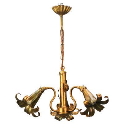 Gilt Metal Three-Light Chandelier by Hans Kögl, 1970s-KEG-1383216