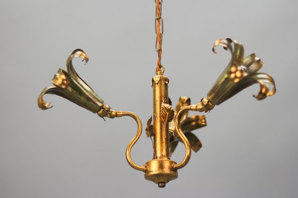 Gilt Metal Three-Light Chandelier by Hans Kögl, 1970s-KEG-1383216