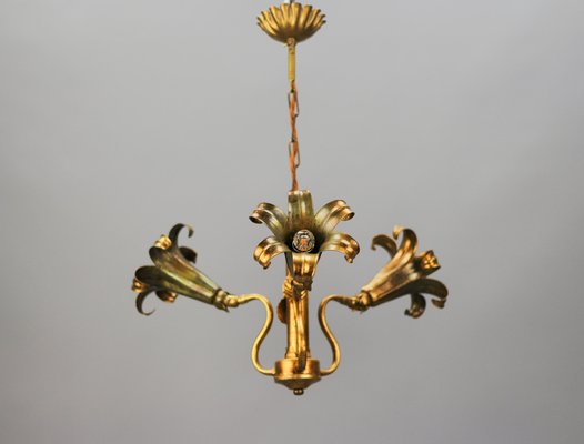 Gilt Metal Three-Light Chandelier by Hans Kögl, 1970s-KEG-1383216