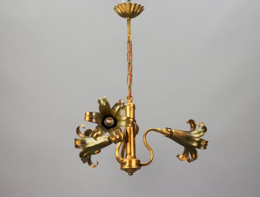 Gilt Metal Three-Light Chandelier by Hans Kögl, 1970s-KEG-1383216