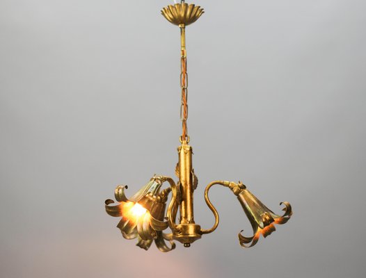 Gilt Metal Three-Light Chandelier by Hans Kögl, 1970s-KEG-1383216