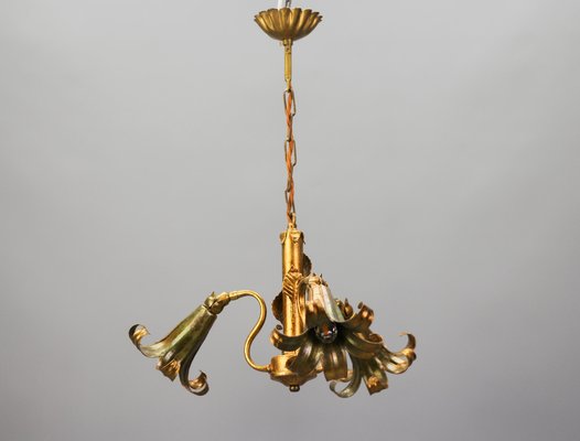 Gilt Metal Three-Light Chandelier by Hans Kögl, 1970s-KEG-1383216