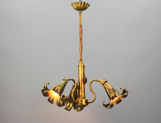 Gilt Metal Three-Light Chandelier by Hans Kögl, 1970s-KEG-1383216