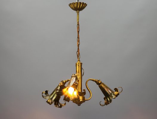 Gilt Metal Three-Light Chandelier by Hans Kögl, 1970s-KEG-1383216