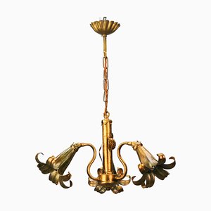 Gilt Metal Three-Light Chandelier by Hans Kögl, 1970s-KEG-1383216