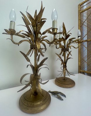 Gilt Sheaf of Wheat Table Lamps attributed to Hans Kögl, 1960s, Set of 2-WZZ-1385590